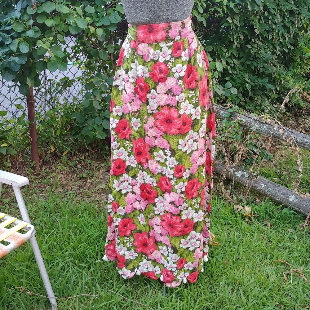 Beautiful Vintage Barkcloth Handmade Maxi Skirt - Picture 1 of 4